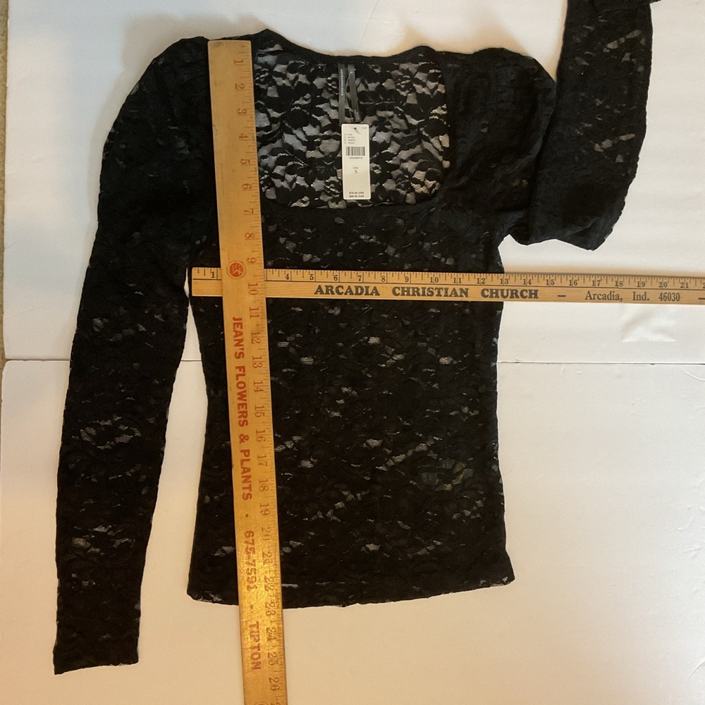 Anthropologie Puff-Sleeve Sheer Black Onyx Lace Top Whimsigoth Fairy Grung Sz S - Picture 5 of 14